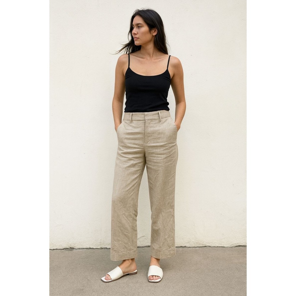 COS Linen Wide Leg Trousers Womens‎ 8 Beige Trousers Minimalist Preppy